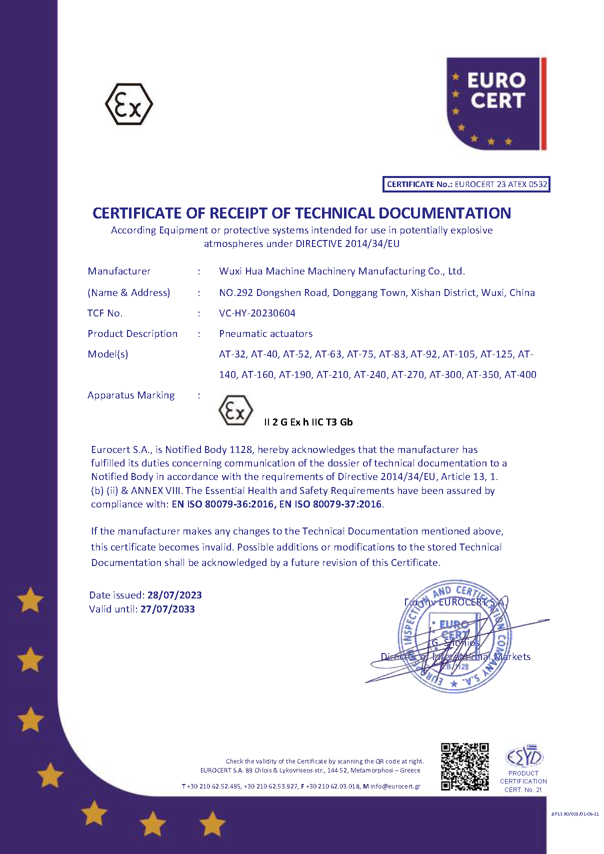 ATEX Certificate (EUROCERT 23 ATEX 0532)